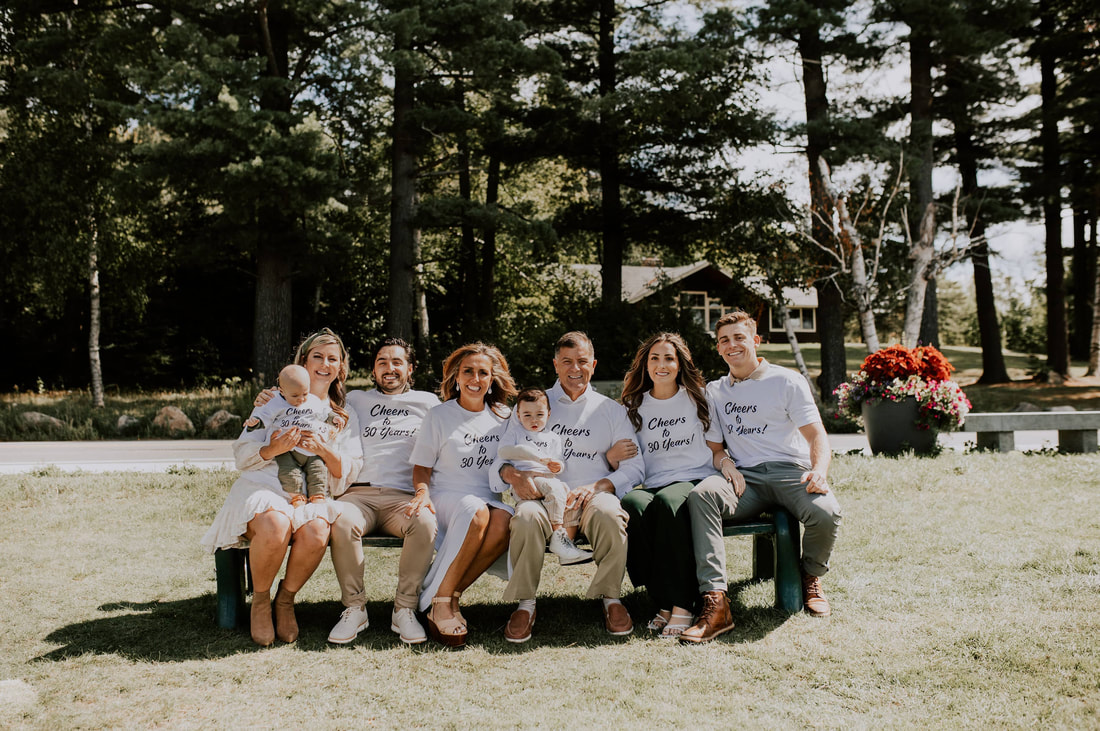 Customers wearing custom shirts